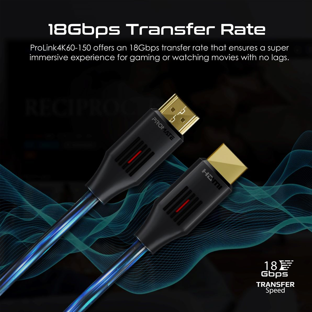 Promate HDMI 2.0 Cable, 4K@60Hz HDMI to HDMI Slim 1.5m Cable In Qatar Promate HDMI 2.0 Cable, 4K@60Hz HDMI to HDMI Slim 1.5m Cable In Qatar